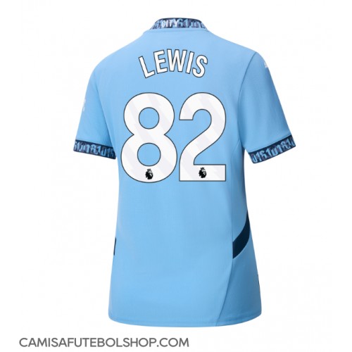 Camisa de time de futebol Manchester City Rico Lewis #82 Replicas 1º Equipamento Feminina 2024-25 Manga Curta